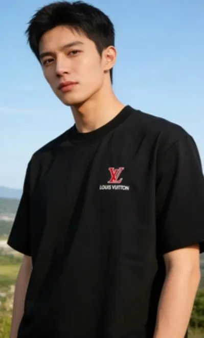 Louis Vuitton/Louis Vuitton 26ss embroidered presbyopic letter short sleeves